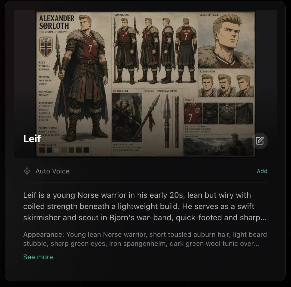 Leif character reference sheet